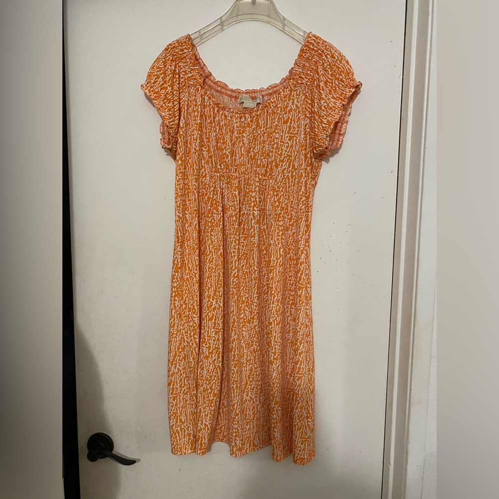Orange Smocked Women's spring anf summer Dress Michael Kors